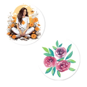 Herazz Badges Jeune Fille & Fleurs