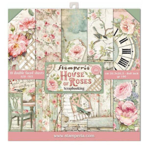 Ensemble de papiers 8x8 pouces Stamperia maison de Roses
