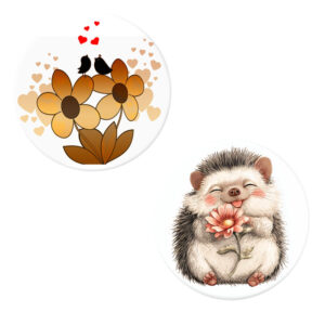 Herazz Badges Hérisson et Fleurs