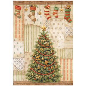 Stamperia Papier de Riz Sapin de Noël