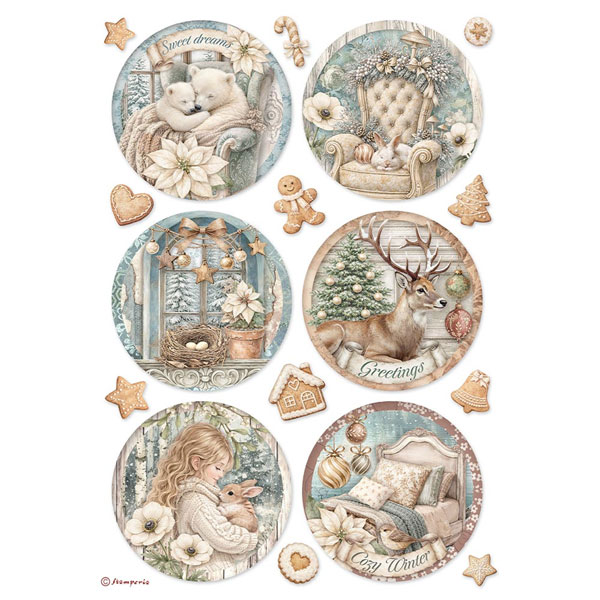 Stamperia Papier de Riz Boules de Noël