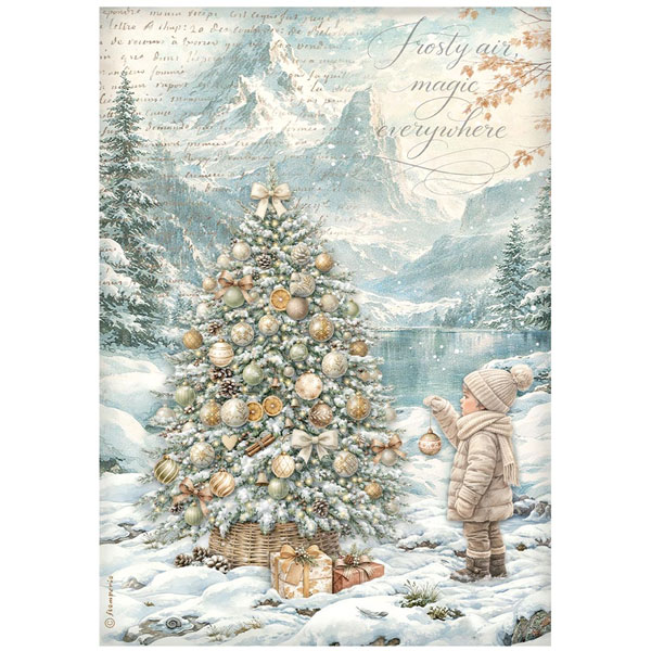 Stamperia Papier de Riz Sapin et Enfant
