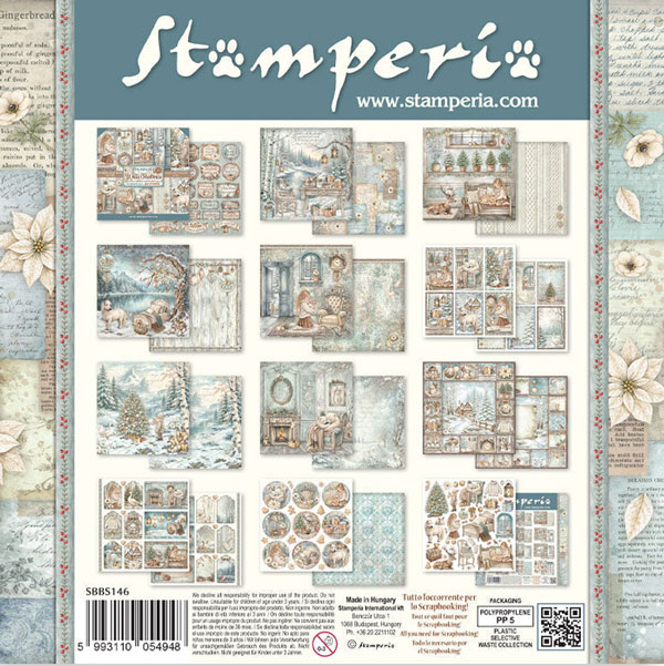 Stamperia Ensemble Stamperia 8"x8" Noël Blanc
