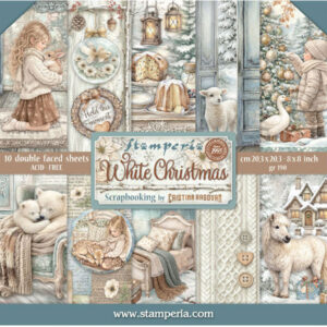 Ensemble Stamperia 8"x8" Noël Blanc