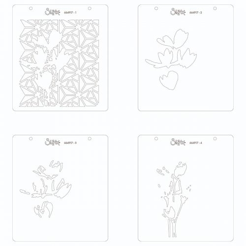 Sizzix Stencils en couches Fleurs Géo