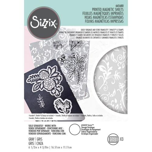 Sizzix 3 Feuilles Magnétiques imprimées 6 1/2" x 4 3/8"