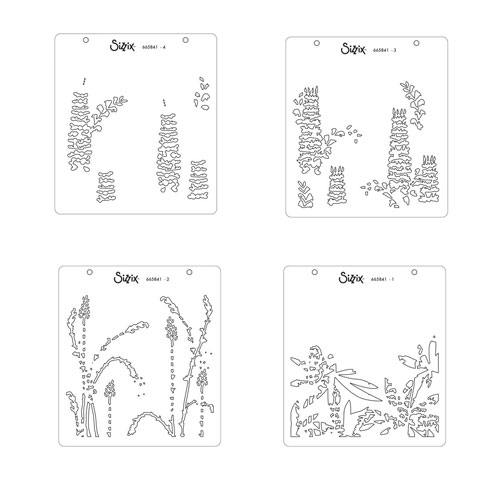 Sizzix Stencils en couches Bordure Fleurs sauvages