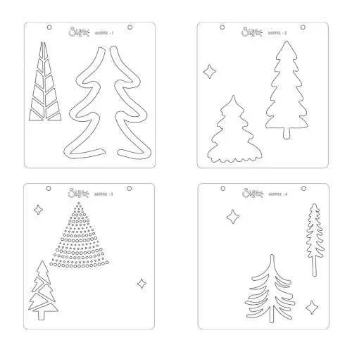 Sizzix Stencils en couches 6"X6" Sapins