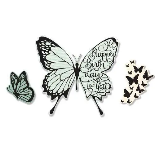 Sizzix Die Framelits & Étampes Happy Birthday & Papillons