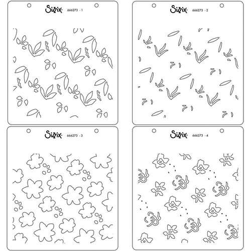 Sizzix Stencils en couches 6"X6" Fleurs