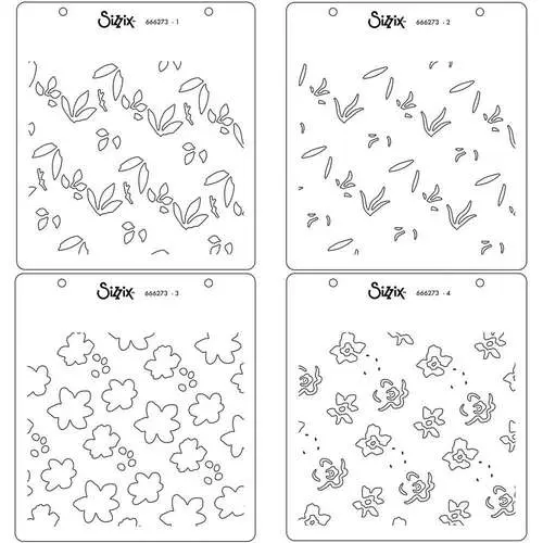 Sizzix Stencils en couches 6"X6" Fleurs
