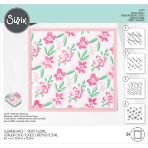 Sizzix Stencils en couches 6"X6" Fleurs