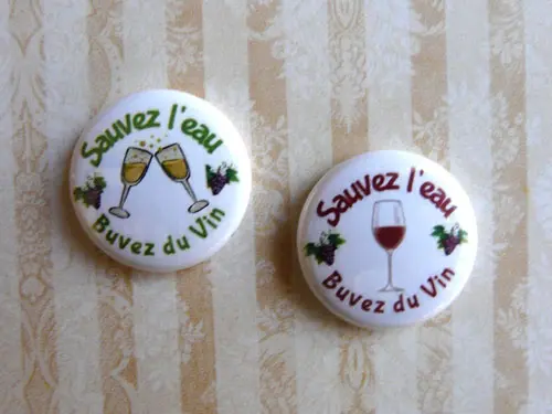Herazz Badges Sauvez l'eau Buvez du vin