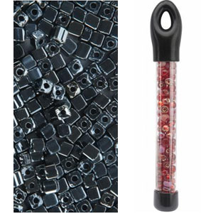 Glass Bead Tubes Geometrics Hematite