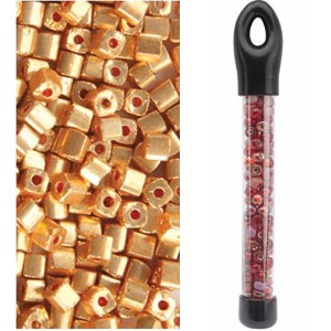 Glass Bead Tubes Geometrics Gold Metallic