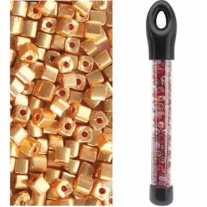 Glass Bead Tubes Geometrics Gold Metallic