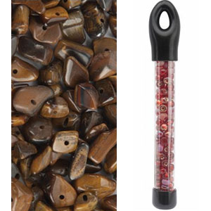 Glass Bead Tubes Tiger Eye Chips