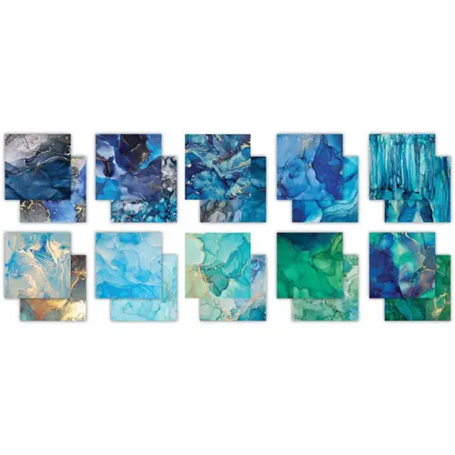 Craft Consortium Pad 6"X6" Gouttes d'encre - Océan