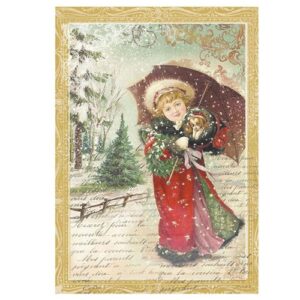 Stamperia Papier de Riz Petite Fille avec un parapluie