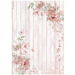 Stamperia Papier de Riz Roseland Coins avec des Roses