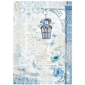 Stamperia Papier de Riz Blue Land Lampe suspendue