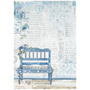 Stamperia Papier de Riz Blue Land Banc