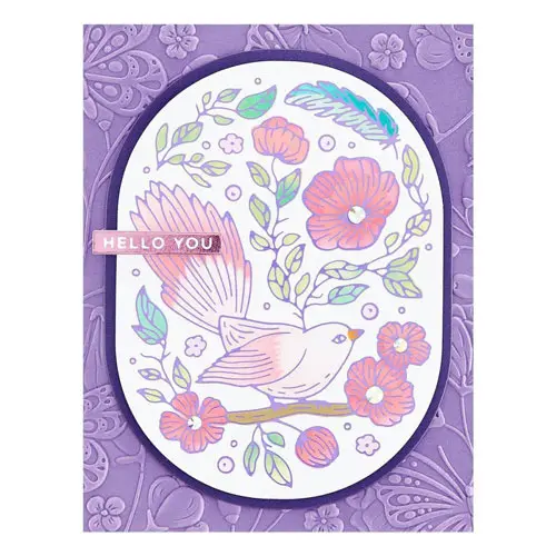 Spellbinders Glimmer Hot Foil Plaque Oiseau floral ovale élégant