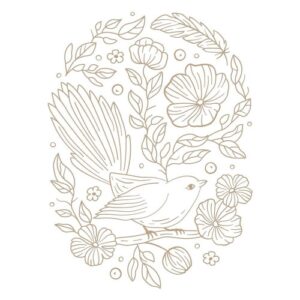 Spellbinders Glimmer Hot Foil Plaque Oiseau floral ovale élégant