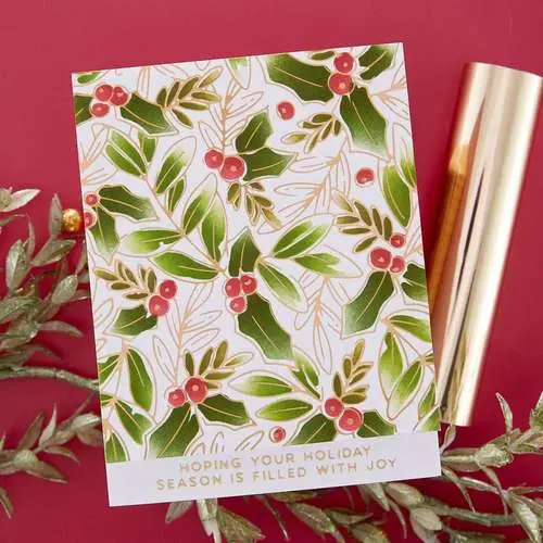 Spellbinders Glimmer Hot Foil Plaque Fond de Houx scintillant
