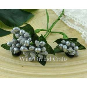 WOC Bead Berry spray clusters argents