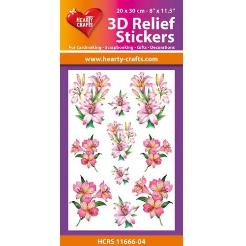 Hearty Crafts Autocollants 3D à relief Fleurs de Lys roses