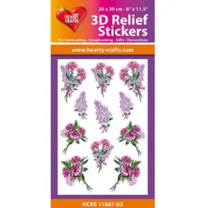 Hearty Crafts Autocollants 3D à relief Bouquets d'oeillets