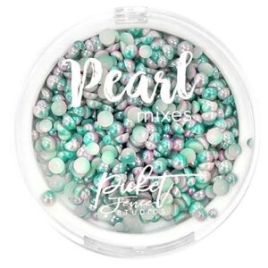 Picket Fence Perles à endos plat Aquamarines & roses pâles