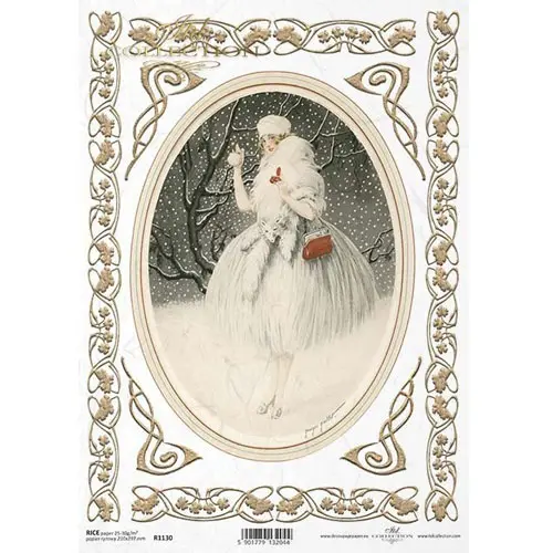 ITD Collection Papier de Riz Dame en Médaillon