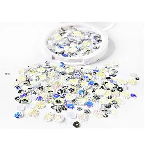 Picket Fence Sequins Fleurs de capsules Blanches