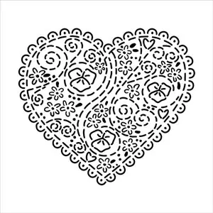 Masque Embroidered Heart 6 X 6 pouces