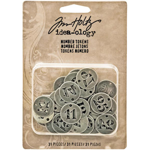 Tim Holtz Idea-Ology jetons Nombres argent