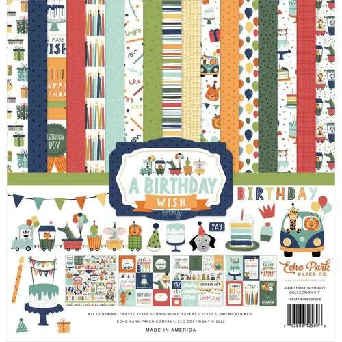 Echo Park Collection 12" X 12" Souhaits d'Anniversaire Garçon